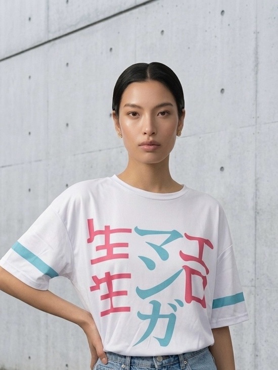 Unbranded Tops - 2124 - White Short-Sleeve Men’s Graphic Tee with Teal and Pink Accents